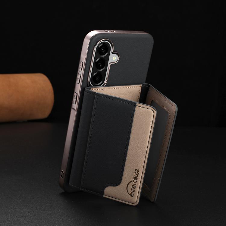 For Samsung Galaxy A55 Colour Matching Horizontal Magnetic Card Bag RFID MagSafe Phone Case