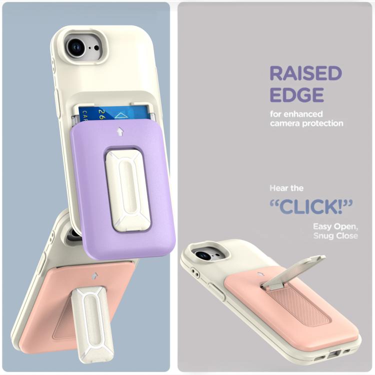 For iPhone 17e / 16e Sliding Card Holder Integrated Phone Case with Kickstand