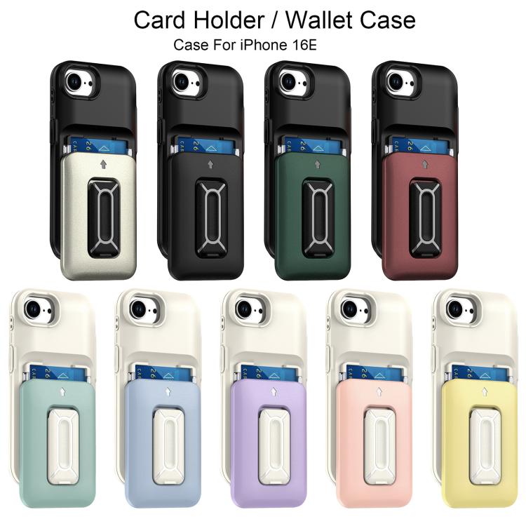 For iPhone 17e / 16e Sliding Card Holder Integrated Phone Case with Kickstand
