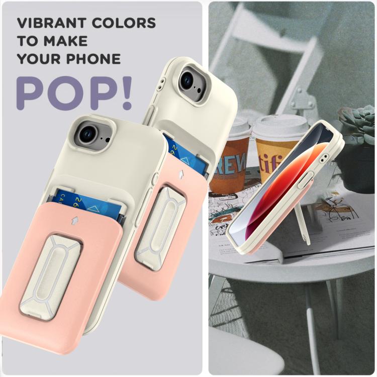 For iPhone 17e / 16e Sliding Card Holder Integrated Phone Case with Kickstand