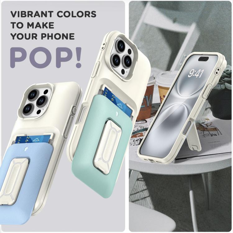 For iPhone 16 Pro Max Sliding Card Holder Integrated Phone Case with Kickstand