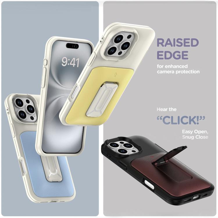 For iPhone 16 Pro Max Sliding Card Holder Integrated Phone Case with Kickstand