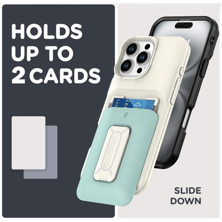 For iPhone 16 Pro Max Sliding Card Holder Integrated Phone Case with Kickstand