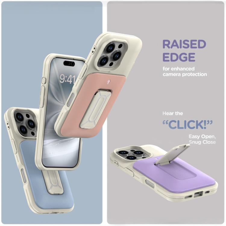 For iPhone 16 Pro Sliding Card Holder Integrated Phone Case with Kickstand