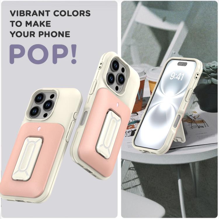 For iPhone 16 Pro Sliding Card Holder Integrated Phone Case with Kickstand