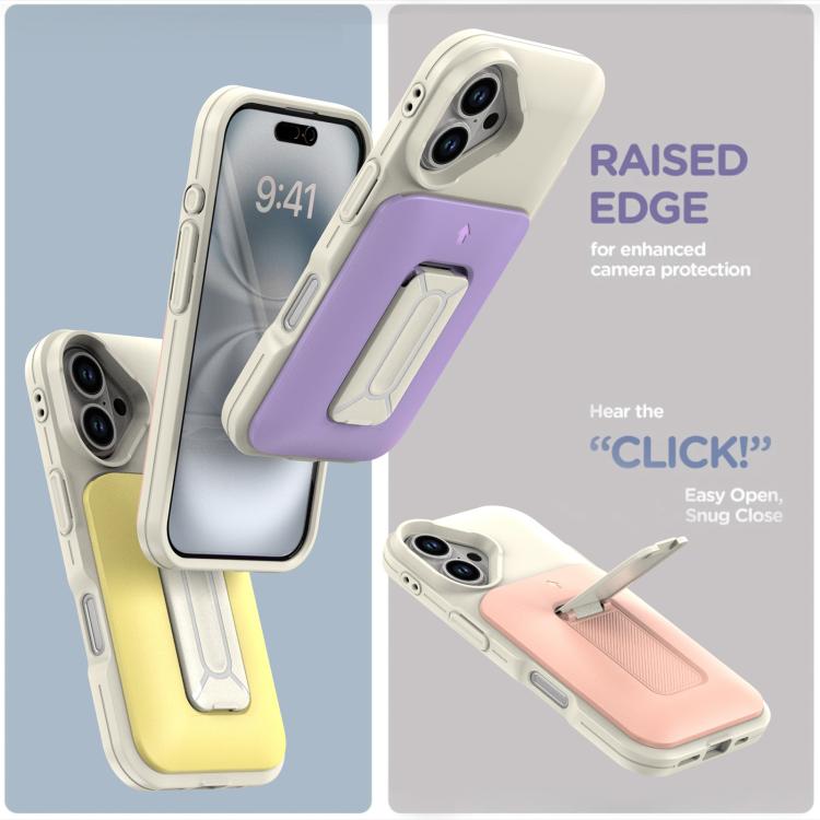 For iPhone 16 Sliding Card Holder Integrated Phone Case with Kickstand