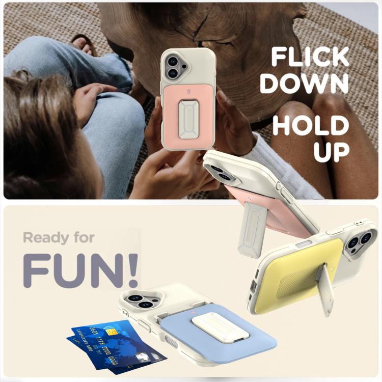 For iPhone 16 Sliding Card Holder Integrated Phone Case with Kickstand