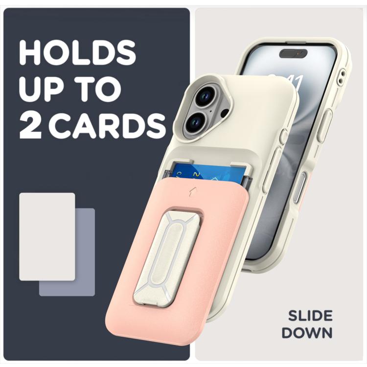 For iPhone 16 Sliding Card Holder Integrated Phone Case with Kickstand