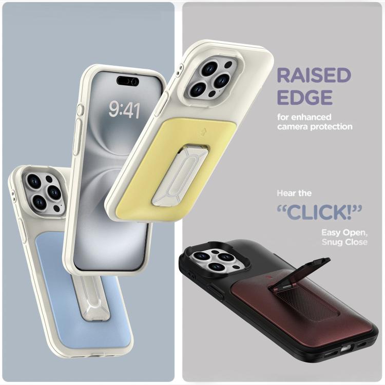 For iPhone 15 Pro Max Sliding Card Holder Integrated Phone Case with Kickstand
