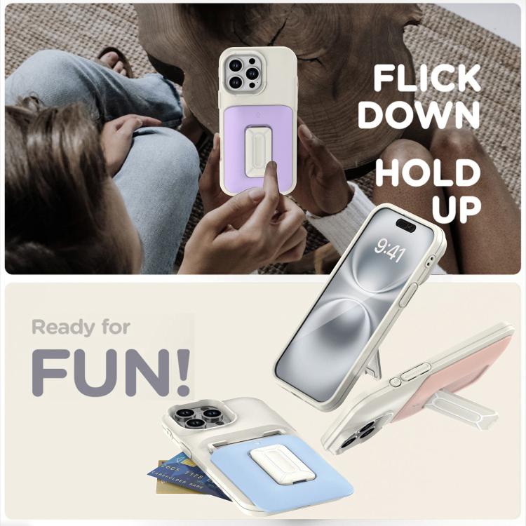For iPhone 15 Pro Max Sliding Card Holder Integrated Phone Case with Kickstand