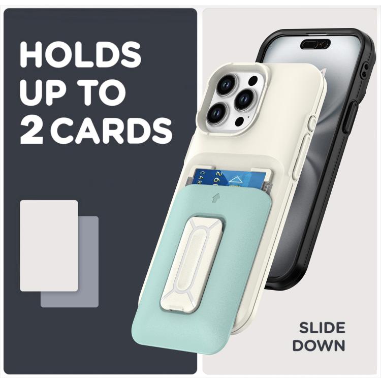 For iPhone 15 Pro Max Sliding Card Holder Integrated Phone Case with Kickstand