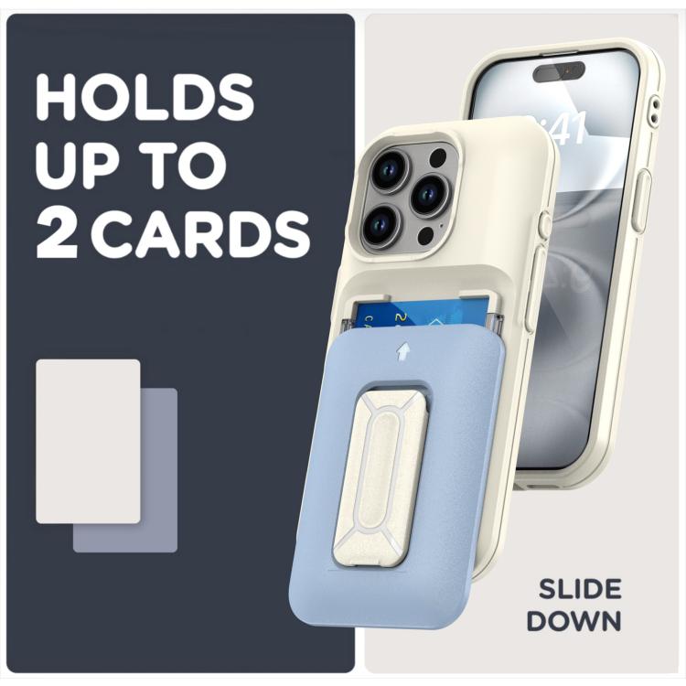 For iPhone 15 Pro Sliding Card Holder Integrated Phone Case with Kickstand