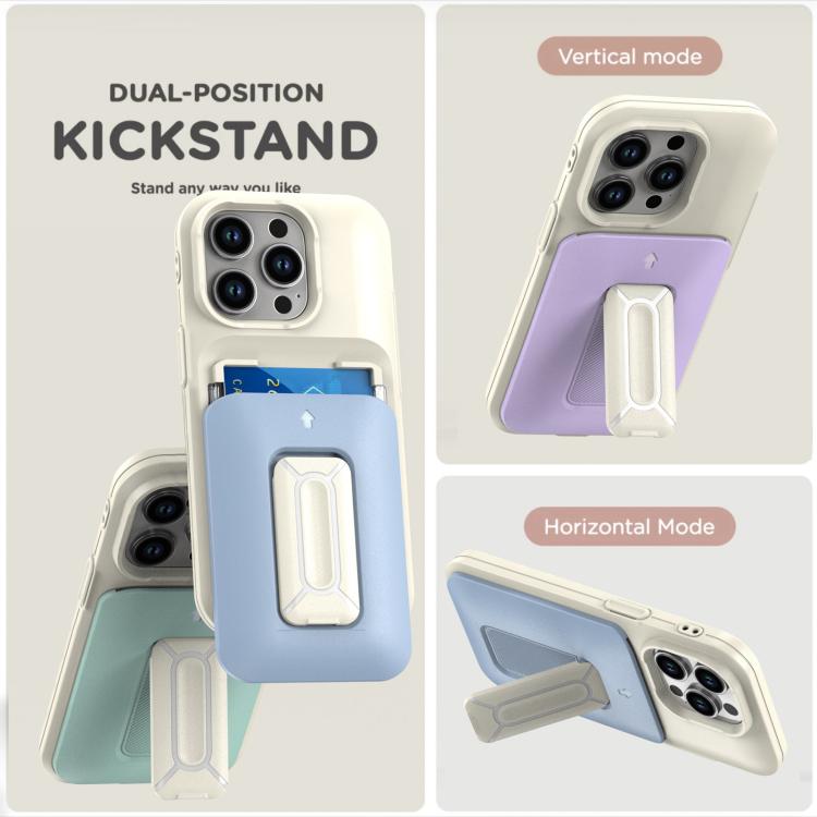 For iPhone 15 Pro Sliding Card Holder Integrated Phone Case with Kickstand