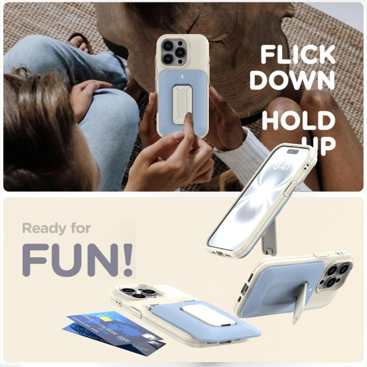 For iPhone 15 Pro Sliding Card Holder Integrated Phone Case with Kickstand