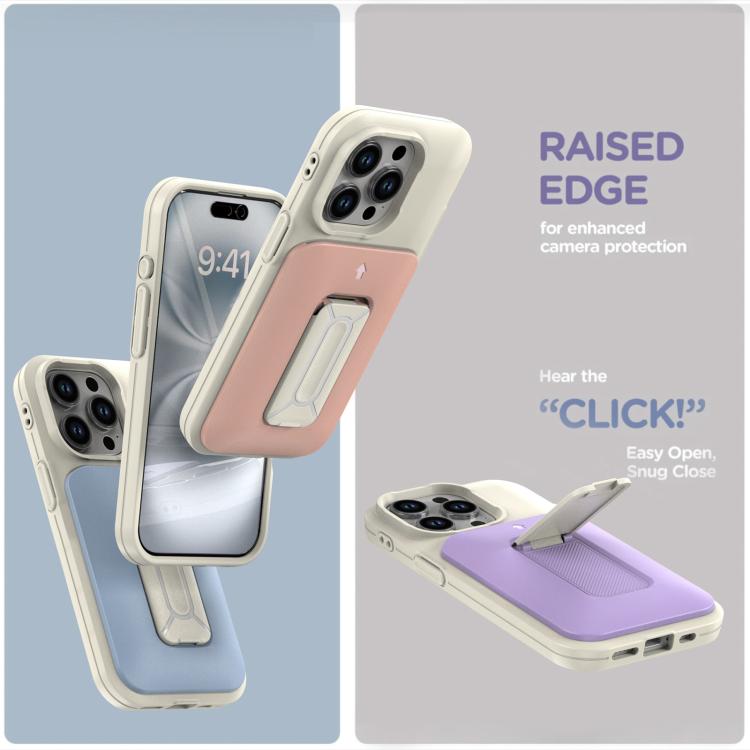 For iPhone 15 Pro Sliding Card Holder Integrated Phone Case with Kickstand