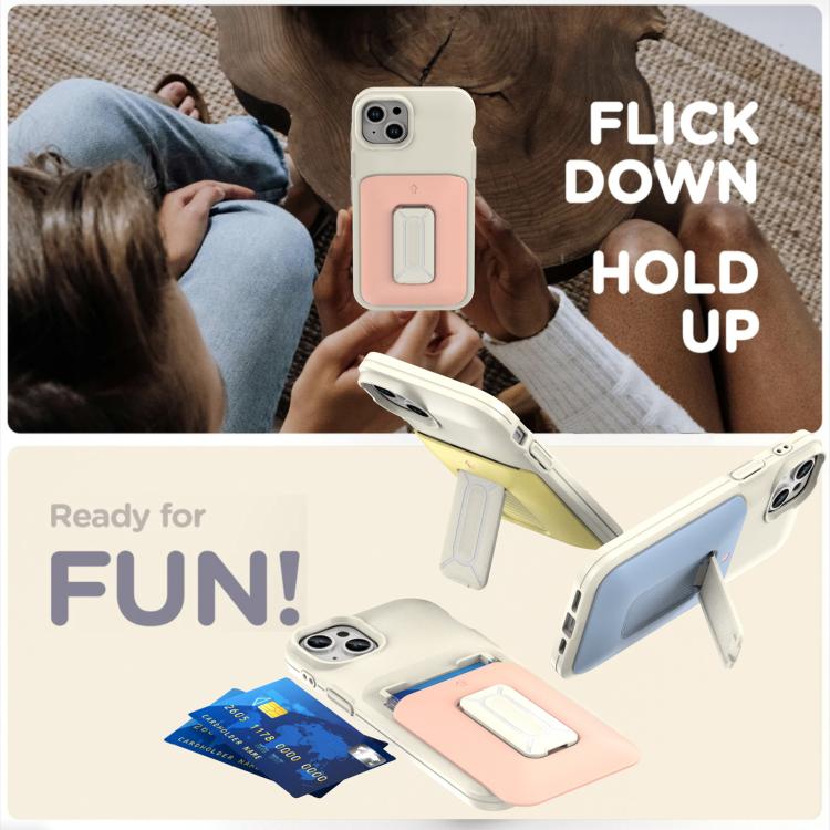 For iPhone 15 Plus / 14 Plus Sliding Card Holder Integrated Phone Case with Kickstand