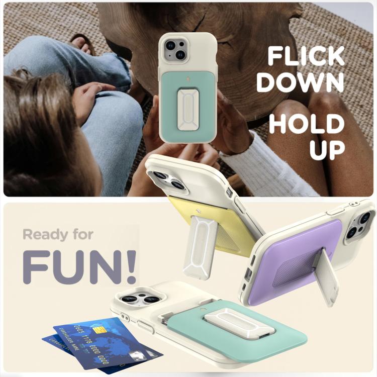 For iPhone 15 Sliding Card Holder Integrated Phone Case with Kickstand