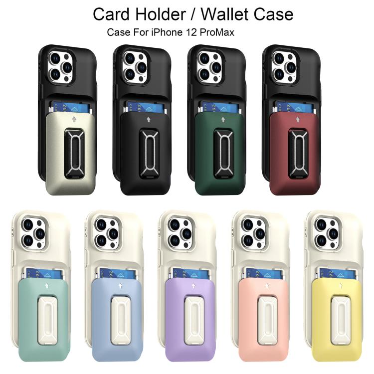 For iPhone 12 Pro Max Sliding Card Holder Integrated Phone Case with Kickstand