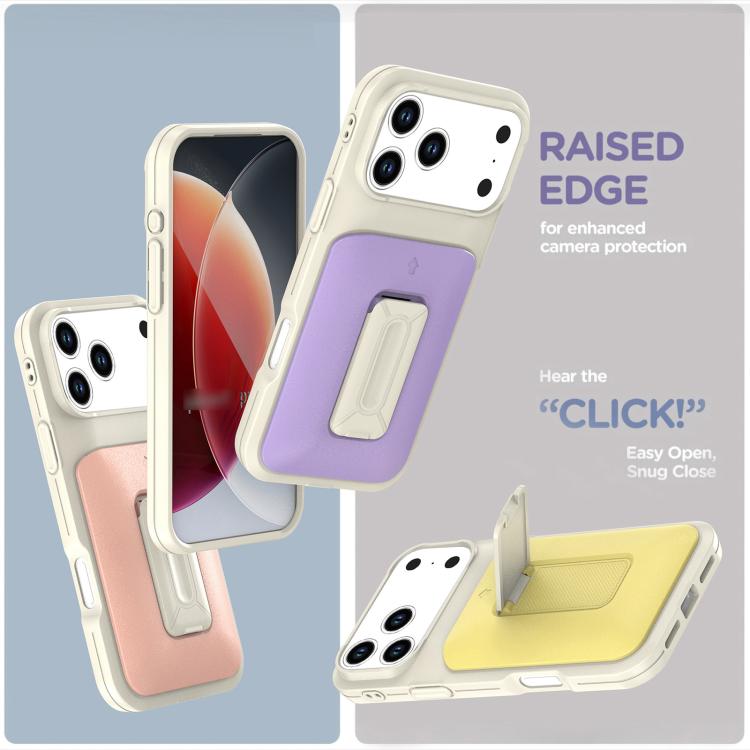 For iPhone 17 Pro Max Sliding Card Holder Integrated Phone Case with Kickstand