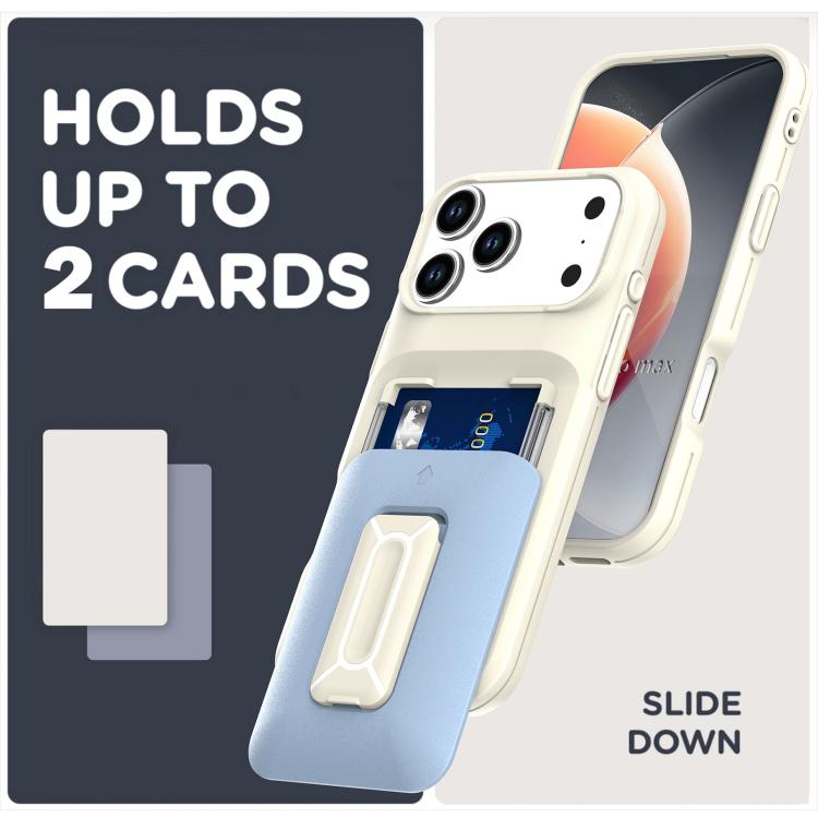 For iPhone 17 Pro Max Sliding Card Holder Integrated Phone Case with Kickstand