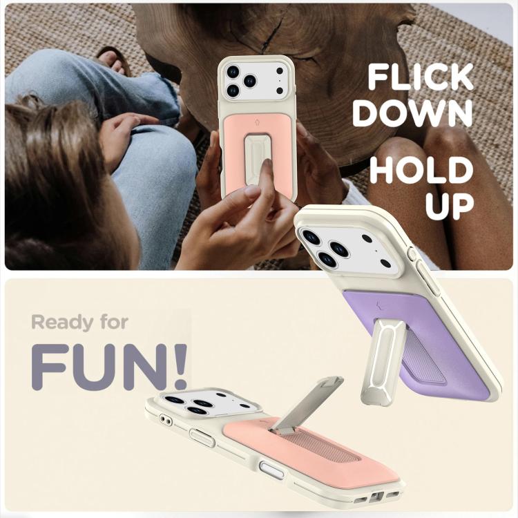 For iPhone 17 Pro Max Sliding Card Holder Integrated Phone Case with Kickstand