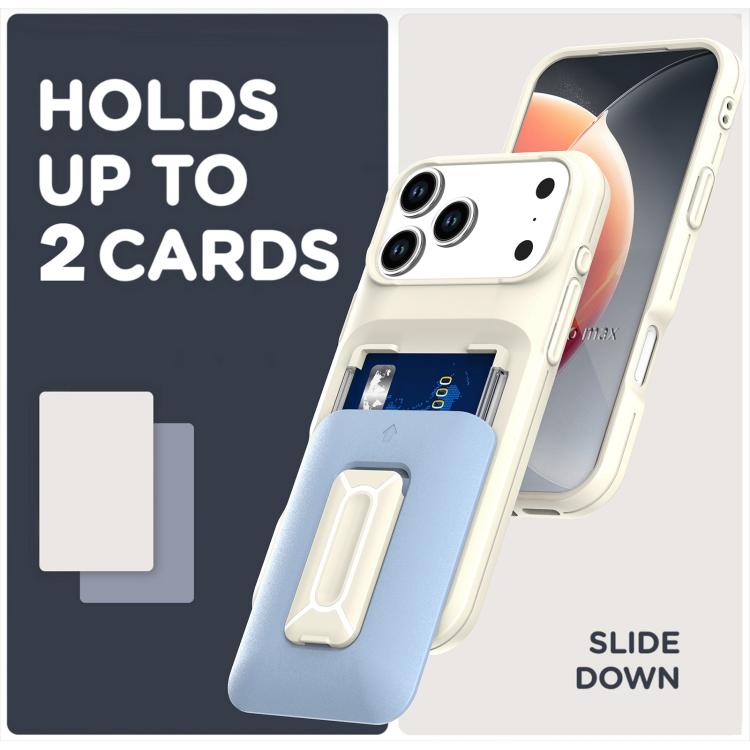 For iPhone 17 Pro Sliding Card Holder Integrated Phone Case with Kickstand