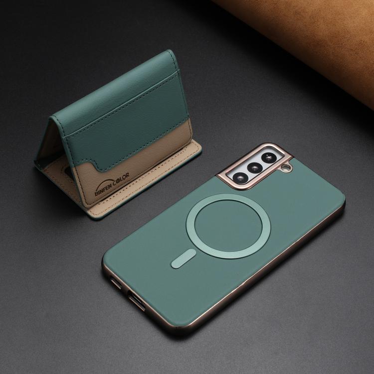 For Samsung Galaxy S25 5G Colour Matching Horizontal Magnetic Card Bag RFID MagSafe Phone Case