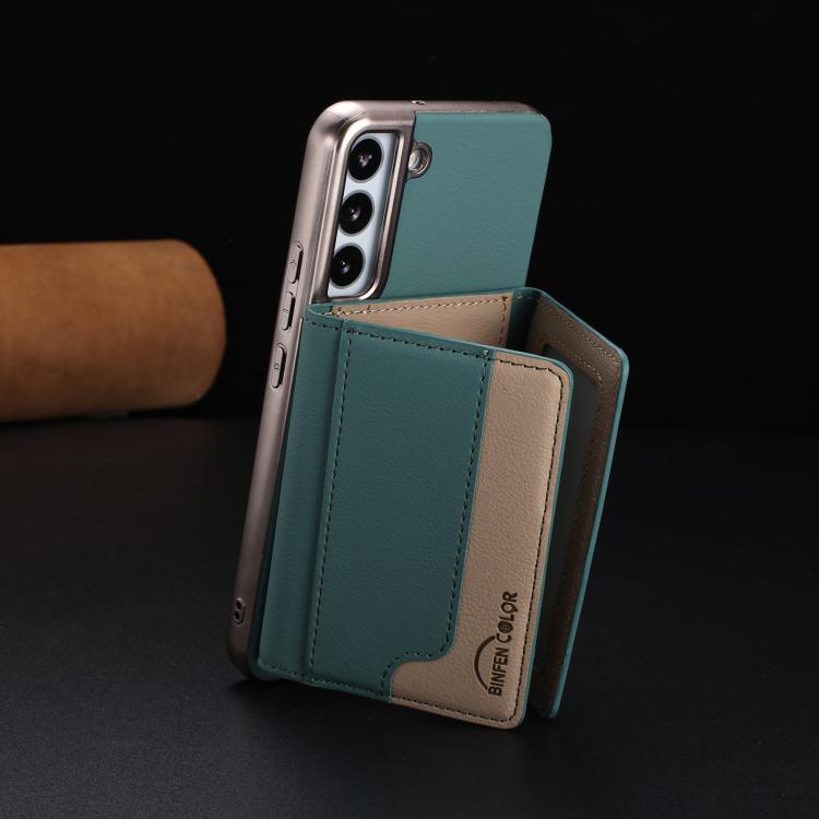 For Samsung Galaxy S25 5G Colour Matching Horizontal Magnetic Card Bag RFID MagSafe Phone Case