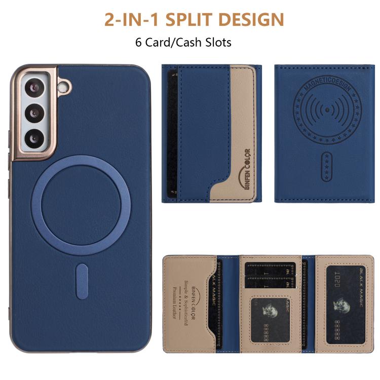 For Samsung Galaxy S25 5G Colour Matching Horizontal Magnetic Card Bag RFID MagSafe Phone Case
