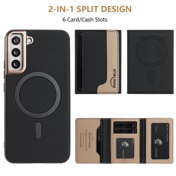 For Samsung Galaxy S25 5G Colour Matching Horizontal Magnetic Card Bag RFID MagSafe Phone Case