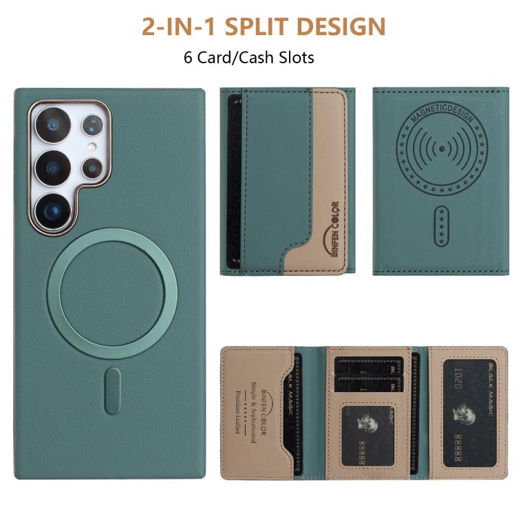 For Samsung Galaxy S24 Ultra 5G Colour Matching Horizontal Magnetic Card Bag RFID MagSafe Phone Case