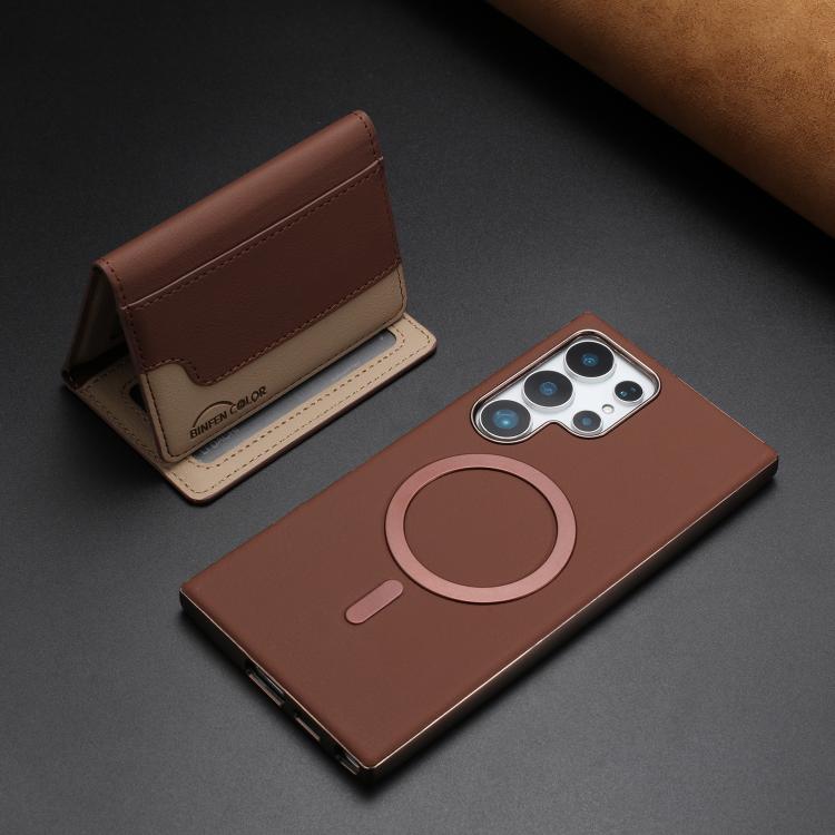 For Samsung Galaxy S24 Ultra 5G Colour Matching Horizontal Magnetic Card Bag RFID MagSafe Phone Case