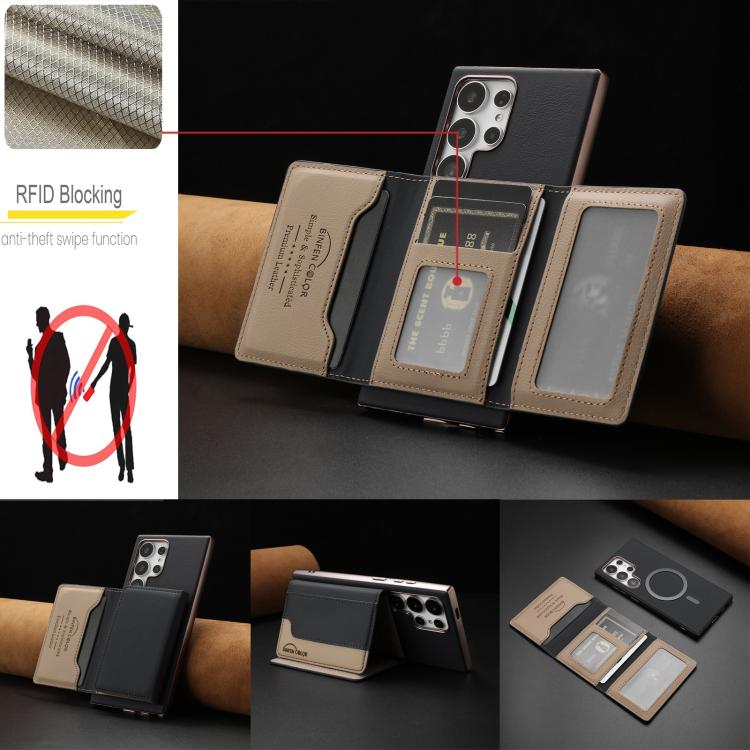 For Samsung Galaxy S24 Ultra 5G Colour Matching Horizontal Magnetic Card Bag RFID MagSafe Phone Case