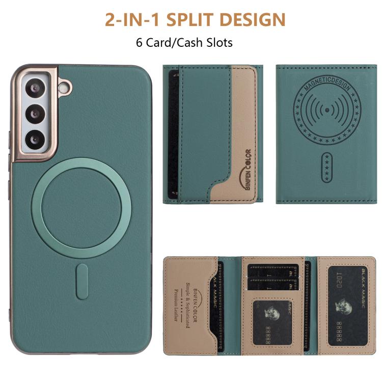 For Samsung Galaxy S24+ 5G Colour Matching Horizontal Magnetic Card Bag RFID MagSafe Phone Case