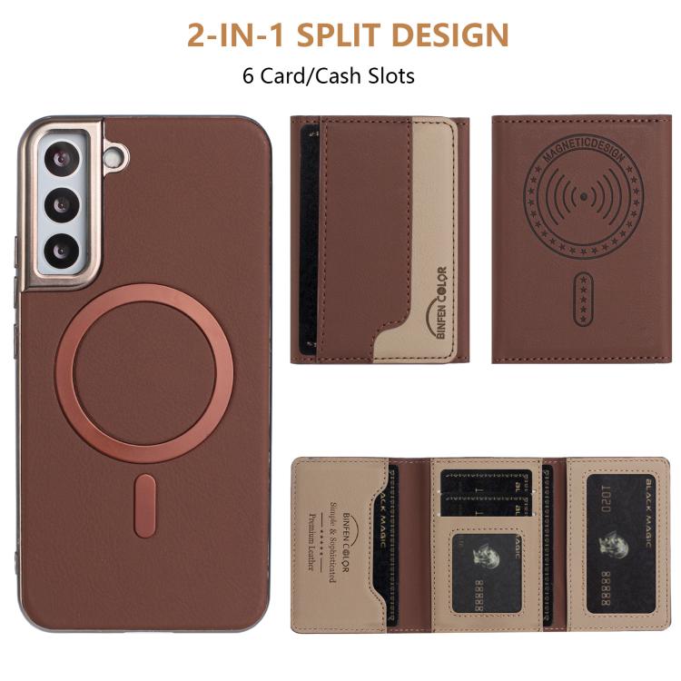 For Samsung Galaxy S24+ 5G Colour Matching Horizontal Magnetic Card Bag RFID MagSafe Phone Case