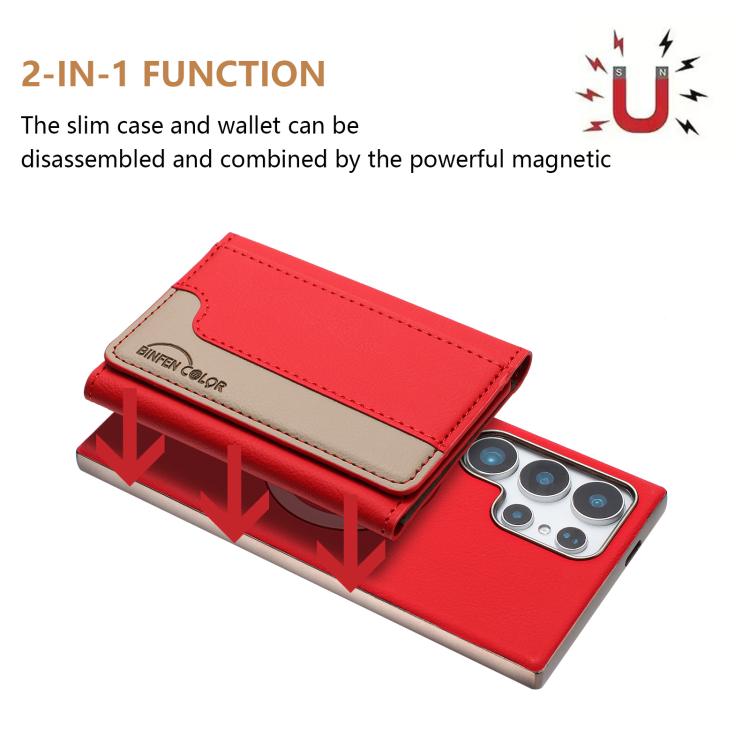 For Samsung Galaxy S23 Ultra 5G Colour Matching Horizontal Magnetic Card Bag RFID MagSafe Phone Case