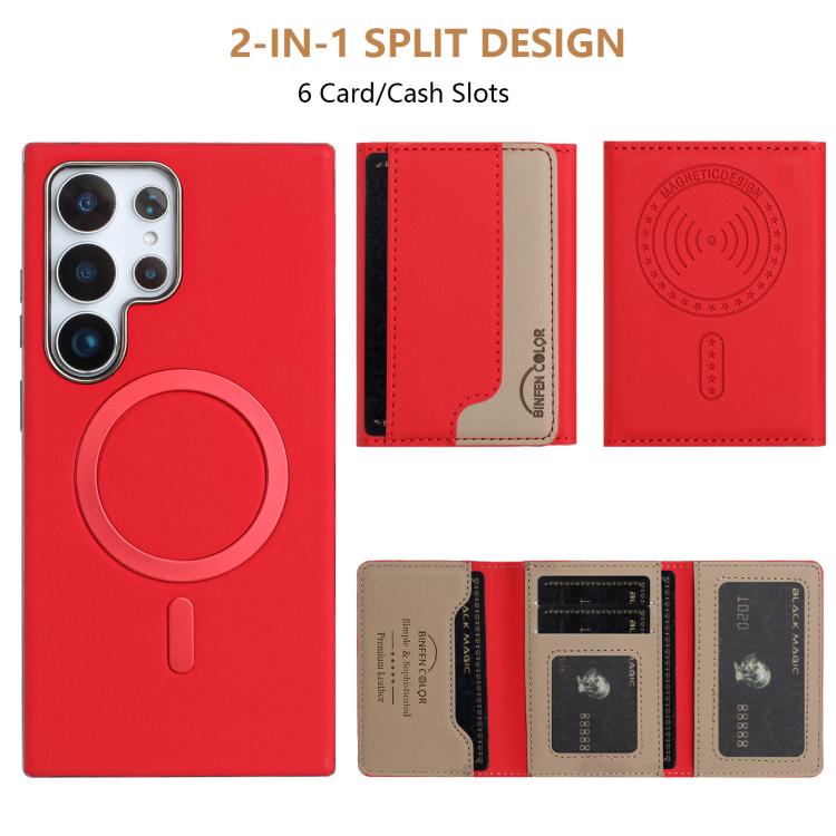 For Samsung Galaxy S23 Ultra 5G Colour Matching Horizontal Magnetic Card Bag RFID MagSafe Phone Case