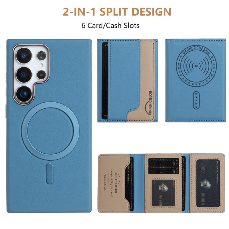 For Samsung Galaxy S23 Ultra 5G Colour Matching Horizontal Magnetic Card Bag RFID MagSafe Phone Case