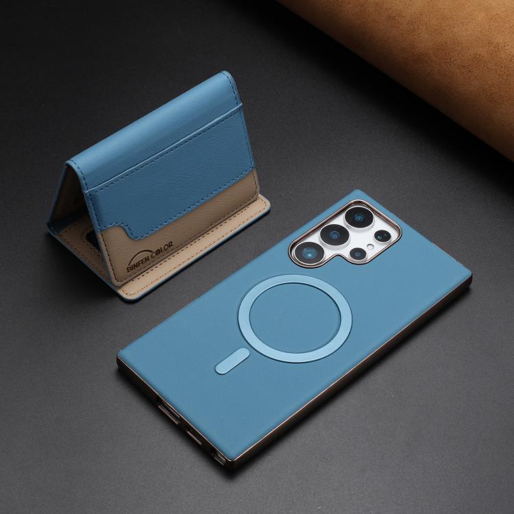 For Samsung Galaxy S23 Ultra 5G Colour Matching Horizontal Magnetic Card Bag RFID MagSafe Phone Case