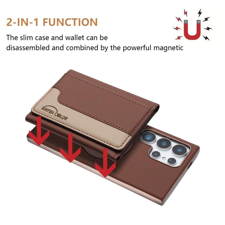 For Samsung Galaxy S23 Ultra 5G Colour Matching Horizontal Magnetic Card Bag RFID MagSafe Phone Case