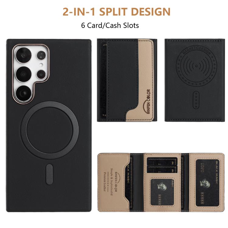 For Samsung Galaxy S23 Ultra 5G Colour Matching Horizontal Magnetic Card Bag RFID MagSafe Phone Case