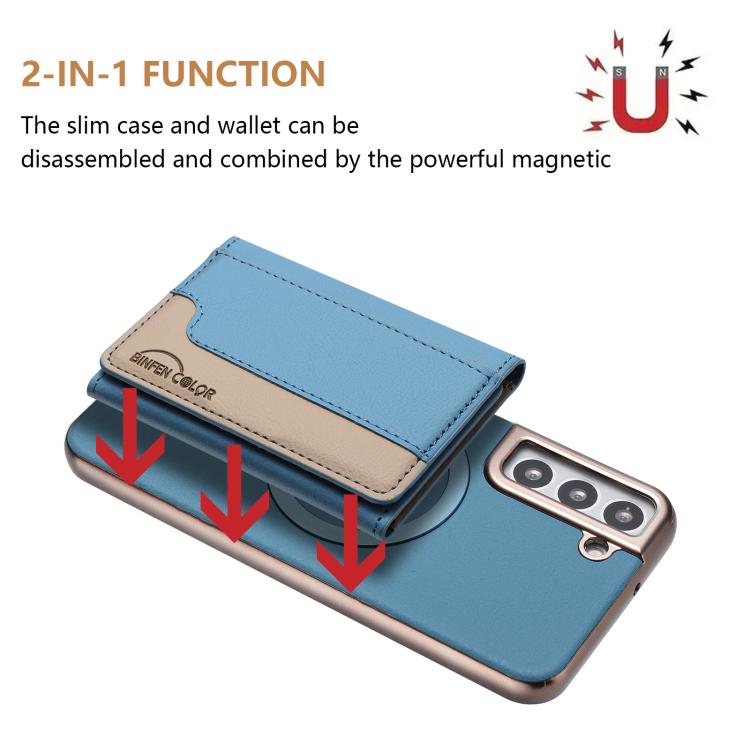 For Samsung Galaxy S23+ 5G Colour Matching Horizontal Magnetic Card Bag RFID MagSafe Phone Case