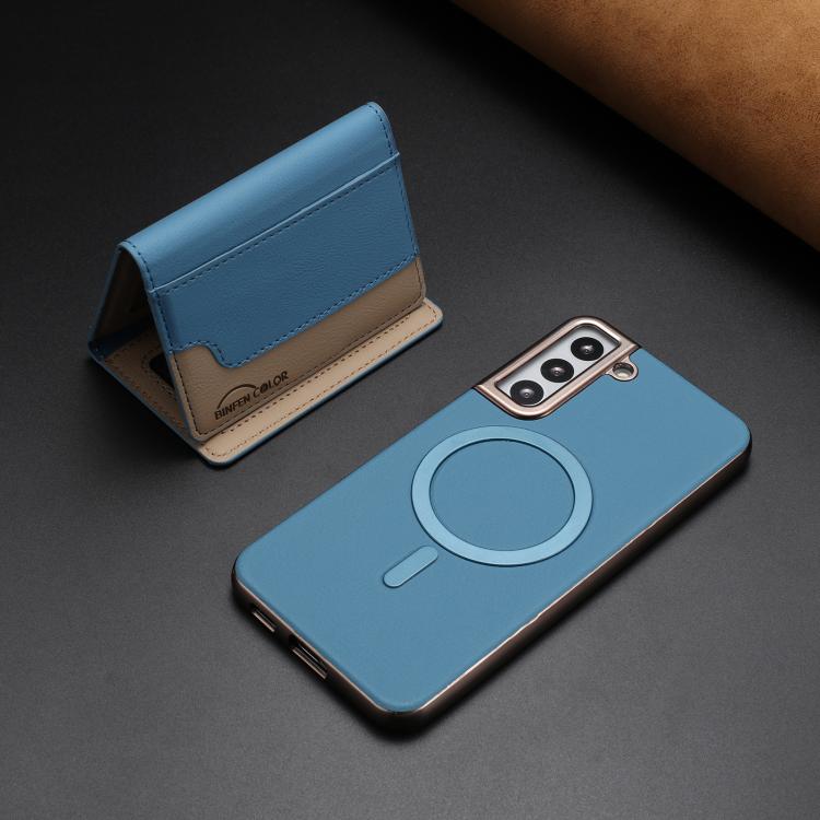 For Samsung Galaxy S23 5G Colour Matching Horizontal Magnetic Card Bag RFID MagSafe Phone Case