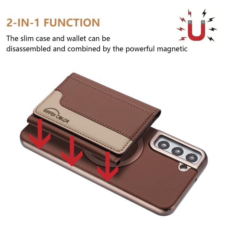 For Samsung Galaxy S22 5G Colour Matching Horizontal Magnetic Card Bag RFID MagSafe Phone Case