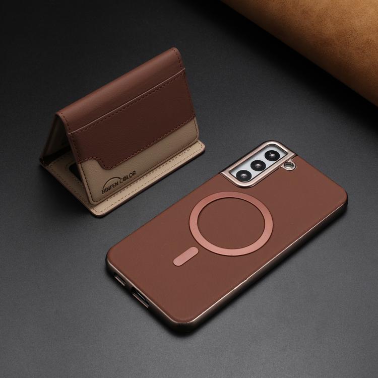 For Samsung Galaxy S22 5G Colour Matching Horizontal Magnetic Card Bag RFID MagSafe Phone Case