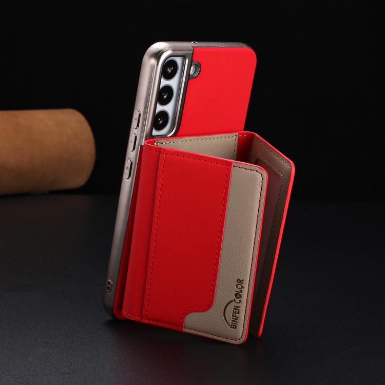 For Samsung Galaxy S21+ 5G Colour Matching Horizontal Magnetic Card Bag RFID MagSafe Phone Case