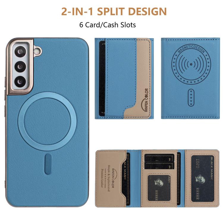 For Samsung Galaxy S21+ 5G Colour Matching Horizontal Magnetic Card Bag RFID MagSafe Phone Case