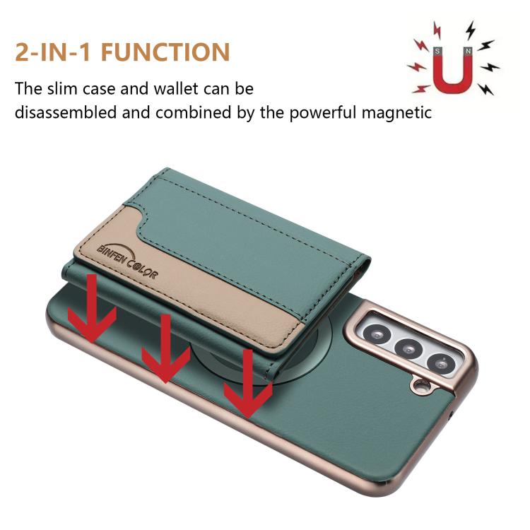 For Samsung Galaxy S21+ 5G Colour Matching Horizontal Magnetic Card Bag RFID MagSafe Phone Case