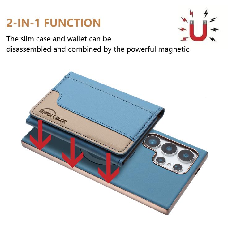 For Samsung Galaxy S21 Ultra 5G Colour Matching Horizontal Magnetic Card Bag RFID MagSafe Phone Case