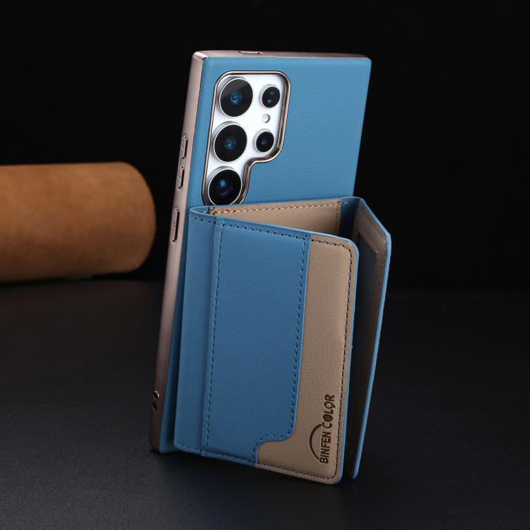 For Samsung Galaxy S21 Ultra 5G Colour Matching Horizontal Magnetic Card Bag RFID MagSafe Phone Case